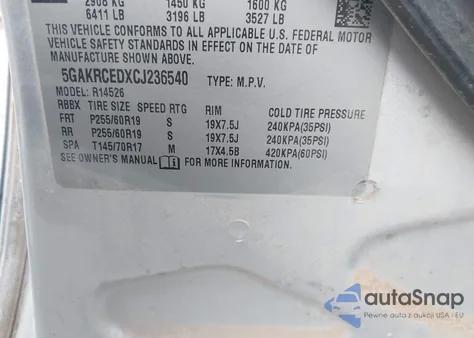 2012 Buick Enclave Leather из США, поврежденный, VIN 5GAKRCEDXCJ236540